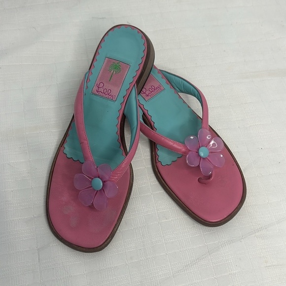 Lilly Pulitzer Princess Dasiy Pink Leather Sandals - Picture 10 of 10